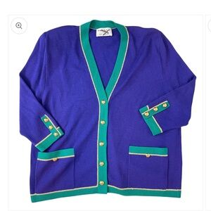 St. John Purple and Green Cardigan
